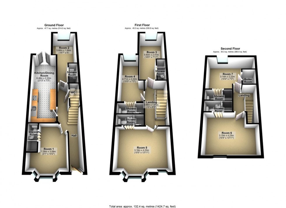 Floorplan for High Quality 7 Bedroom all Ensuite student House