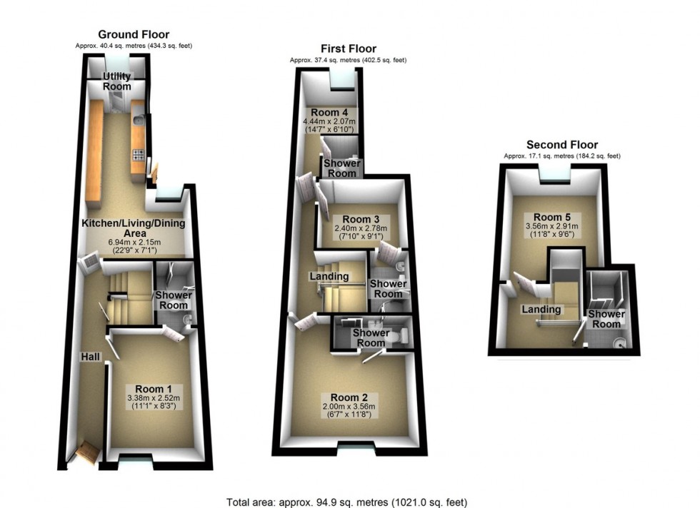 Floorplan for High Quality 5 bedroom Ensuite Student House