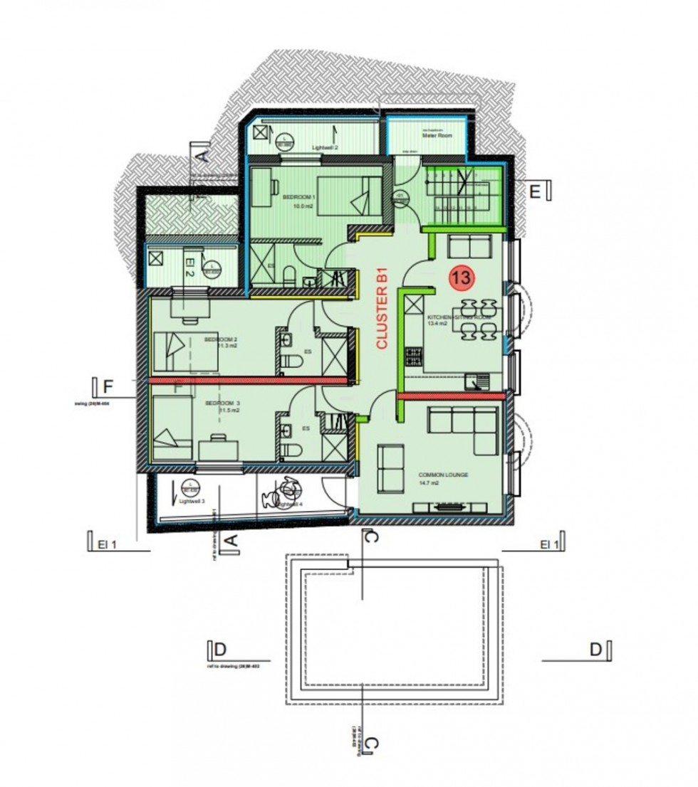 Floorplan for 5 Bedroom All Ensuites Warwick Students