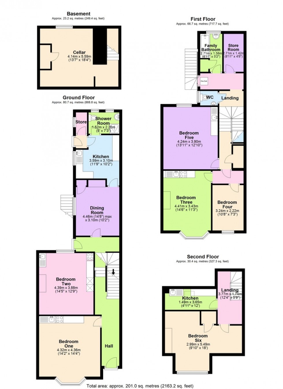 Floorplan for Large 6 Bedroom House with 6 Bedsits